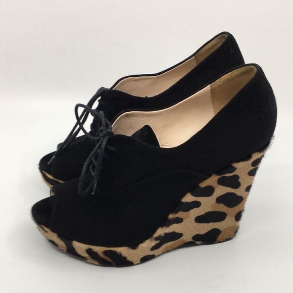Prada Black and Leopard Print Wedges - Picture 15 of 16